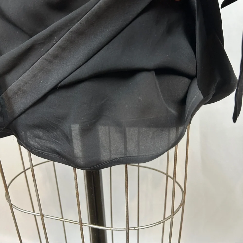 Thread Social Black Long Sleeve Silky Shift Button Front Mini Dress Size 4